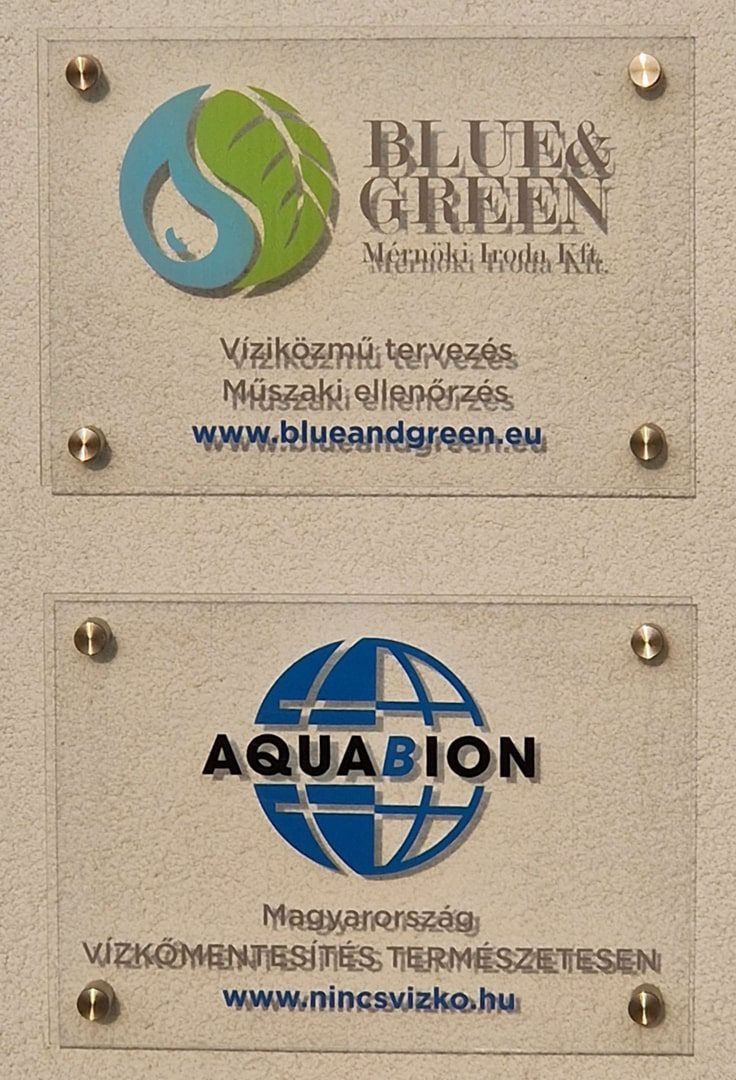 Blue & Green Mérnöki Iroda Kft. névtábla